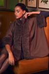 Buy_Rhe-Ana_Brown 100% Wool High Neck Collar Logan Oversized Cape  