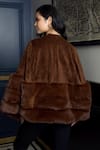 Shop_Rhe-Ana_Brown 100% Polyester Round Alpine Faux Fur Cape  _at_Aza_Fashions