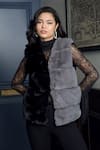 Rhe-Ana_Grey 100% Polyester Front Open Aspen Faux Fur And Gilet  _Online_at_Aza_Fashions