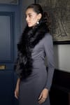 Rhe-Ana_Black Chamonix Faux Fur Collar _Online_at_Aza_Fashions