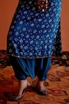 Shop_Karishma Khanduja Bareilly_Blue Gajji Silk Embroidery Bandhani Pattern Kurta And Dhoti Skirt Set _Online_at_Aza_Fashions