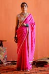 Buy_Karishma Khanduja Bareilly_Magenta Silk Embroidery Bandhani Pattern Saree _at_Aza_Fashions