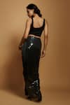 Style Junkiie_Black Sequin Embroidered And Pre-draped Saree With Detachable Pallu  _at_Aza_Fashions