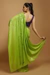 Shop_Style Junkiie_Green Silk Sequins, Mirrors Pre-draped Saree With Detachable Pallu _at_Aza_Fashions