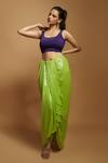 Shop_Style Junkiie_Green Silk Sequins, Mirrors Pre-draped Saree With Detachable Pallu _Online_at_Aza_Fashions