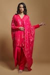 Buy_Style Junkiie_Pink Georgette Embroidered Gota Work V Neck High-low Tunic  _at_Aza_Fashions