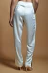 Shop_Style Junkiie_Ivory Satin Plain Front Pleated Trouser  _at_Aza_Fashions