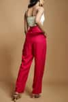 Shop_Style Junkiie_Pink Satin Plain High Waisted Pleated Trouser  _at_Aza_Fashions