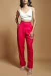 Shop_Style Junkiie_Pink Satin Plain High Waisted Pleated Trouser  _Online_at_Aza_Fashions