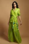 Buy_Style Junkiie_Green Georgette Embroidered Gota Work Spread Collar Wrap Tunic  _at_Aza_Fashions