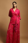 Buy_Style Junkiie_Pink Georgette Embroidered Gota Work Spread Collar Wrap Tunic  _Online_at_Aza_Fashions