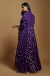 Shop_Style Junkiie_Purple Crepe And Embroidered Georegtte Long Cape Jacket _at_Aza_Fashions