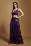 Shop Style Junkiie Purple Georgette Embroidery Self Butti Flared Pant Online at Aza Fashions Shop_Style Junkiie_Purple Georgette Embroidery Self Butti Flared Pant _Online_at_Aza_Fashions