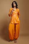 Buy_Style Junkiie_Orange Crepe Plain Pleated Patiala Pant  _at_Aza_Fashions