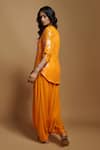 Shop_Style Junkiie_Orange Crepe Plain Pleated Patiala Pant  _at_Aza_Fashions