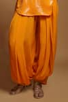 Style Junkiie_Orange Crepe Plain Pleated Patiala Pant  _Online_at_Aza_Fashions