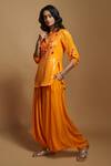 Buy_Style Junkiie_Orange Crepe Plain Pleated Patiala Pant  _Online_at_Aza_Fashions