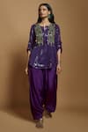 Buy_Style Junkiie_Purple Crepe Plain High Waisted Patiala Pant  _at_Aza_Fashions