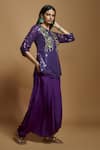 Style Junkiie_Purple Crepe Plain High Waisted Patiala Pant  _Online_at_Aza_Fashions