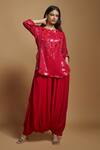 Buy_Style Junkiie_Red Crepe Plain High Waisted Patiala Pant  _at_Aza_Fashions