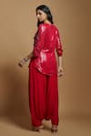 Shop_Style Junkiie_Red Crepe Plain High Waisted Patiala Pant  _at_Aza_Fashions