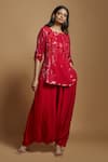 Style Junkiie_Red Crepe Plain High Waisted Patiala Pant  _Online_at_Aza_Fashions