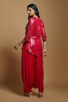 Shop_Style Junkiie_Red Sequin Embellished Notched Neck Tonal Tunic  _at_Aza_Fashions