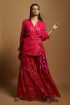 Style Junkiie_Pink Georgette Embroidered Gota Work Spread Collar Wrap Tunic  _at_Aza_Fashions