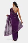Shop Satya Paul Purple Satin, Georgette Sequins Floral Embroidered Saree With Running Blouse at Aza Fashions Shop_Satya Paul_Purple Satin, Georgette Sequins Floral Embroidered Saree With Running Blouse _at_Aza_Fashions
