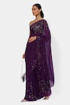 Satya Paul Purple Satin, Georgette Sequins Floral Embroidered Saree With Running Blouse Online at Aza Fashions Satya Paul_Purple Satin, Georgette Sequins Floral Embroidered Saree With Running Blouse _Online_at_Aza_Fashions