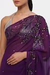 Shop Satya Paul Purple Satin, Georgette Sequins Floral Embroidered Saree With Running Blouse Online at Aza Fashions Shop_Satya Paul_Purple Satin, Georgette Sequins Floral Embroidered Saree With Running Blouse _Online_at_Aza_Fashions