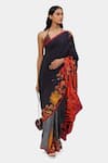 Buy_Satya Paul_Black Crepe Floral Fire And Brimstone Saree With Running Blouse _at_Aza_Fashions