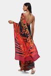 Shop_Satya Paul_Black Crepe Floral Fire And Brimstone Saree With Running Blouse _at_Aza_Fashions