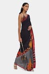 Buy_Satya Paul_Black Crepe Floral Fire And Brimstone Saree With Running Blouse _Online_at_Aza_Fashions