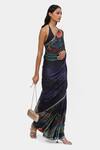 Buy_Satya Paul_Blue Satin Georgette Embellished Cabaret Pattern Saree With Running Blouse _Online_at_Aza_Fashions