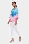 Buy_Satya Paul_Blue Organza Round Neck Ethereal Cloud Pattern Top _at_Aza_Fashions