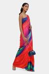 Buy Satya Paul Pink Satin, Georgette Punch Drunk Love Printed Saree With Running Blouse Online at Aza Fashions Buy_Satya Paul_Pink Satin, Georgette Punch Drunk Love Printed Saree With Running Blouse_Online_at_Aza_Fashions