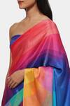 Shop Satya Paul Pink Satin, Georgette Punch Drunk Love Printed Saree With Running Blouse Online at Aza Fashions Shop_Satya Paul_Pink Satin, Georgette Punch Drunk Love Printed Saree With Running Blouse_Online_at_Aza_Fashions