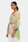 Satya Paul_Yellow V-neck Sunny Serenade Short Kaftan _Online_at_Aza_Fashions