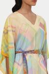 Satya Paul_Yellow V-neck Sunny Serenade Short Kaftan _at_Aza_Fashions