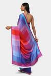 Shop_Satya Paul_Blue Satin Georgette Printed Summer Palatte Warm Saree With Running Blouse _at_Aza_Fashions