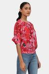 Buy_Satya Paul_Pink Round Neck Scarlet Oasis Printed Top _Online_at_Aza_Fashions
