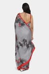 Shop_Satya Paul_Grey Georgette Satin Printed And Melancholic Saree With Running Blouse_at_Aza_Fashions
