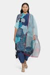 Buy_Satya Paul_Blue Cotton Bandeau Neck Floral Print Kurta And Salwar Set _at_Aza_Fashions