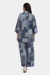 Shop_Satya Paul_Blue Linen Shawl Neck Glacial Grace Printed Kimono Top _at_Aza_Fashions