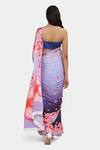 Shop_Satya Paul_Grey Satin Georgette Printed Frangipani Via East Saree With Running Blouse_at_Aza_Fashions