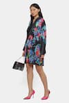 Satya Paul_Black Satin Shawl Neck Feminist Yakuza Printed Kimono Jacket _Online_at_Aza_Fashions