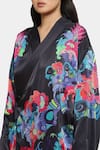 Shop_Satya Paul_Black Satin Shawl Neck Feminist Yakuza Printed Kimono Jacket _Online_at_Aza_Fashions