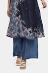 Buy_Satya Paul_Blue Cotton Embroidery V-neck Into Depths Floral Pattern Angarkha And Pant Set _Online_at_Aza_Fashions
