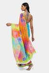 Shop_Satya Paul_Multi Color Georgette, Silk Technicolor Romance Saree With Running Blouse_at_Aza_Fashions